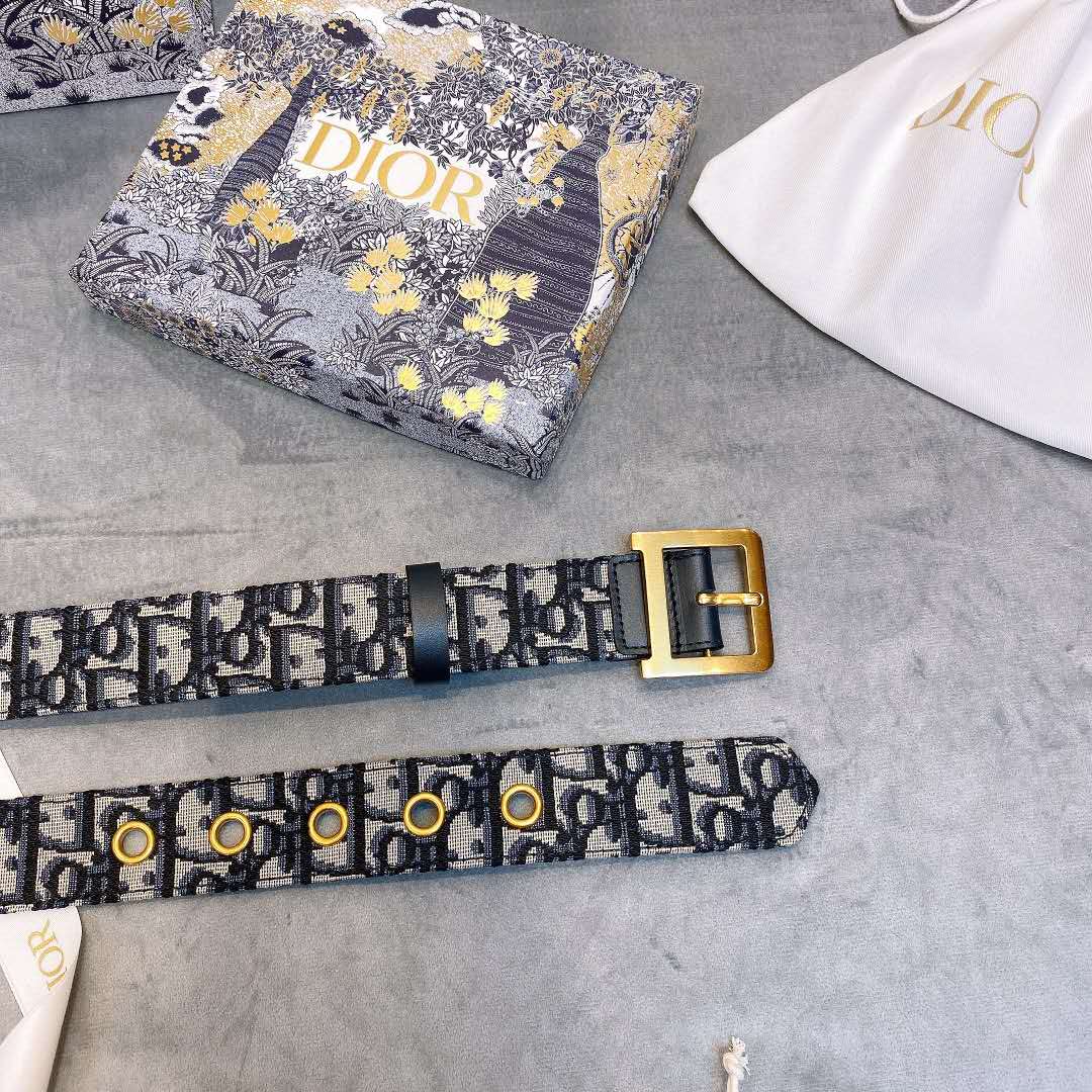 Dior Blue Oblique Jacquard Belt - DopestKickz