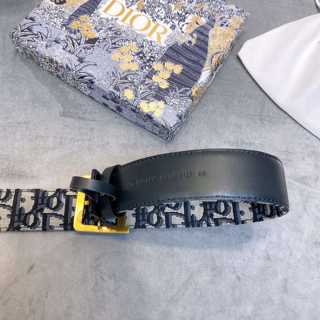 Dior Blue Oblique Jacquard Belt - DopestKickz