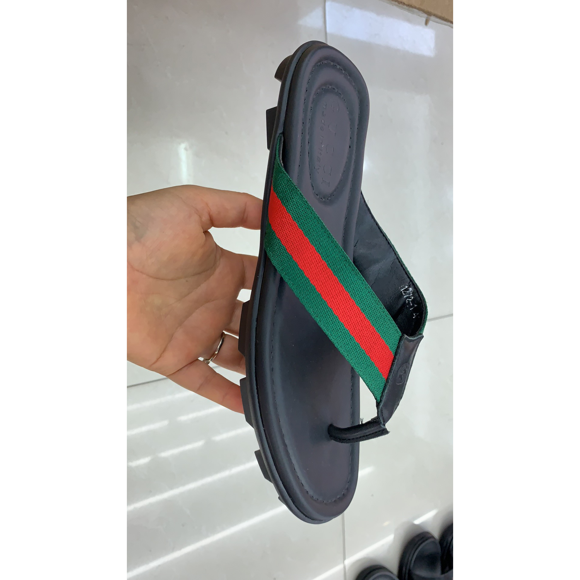 Gucci Web Flip Flops - DopestKickz