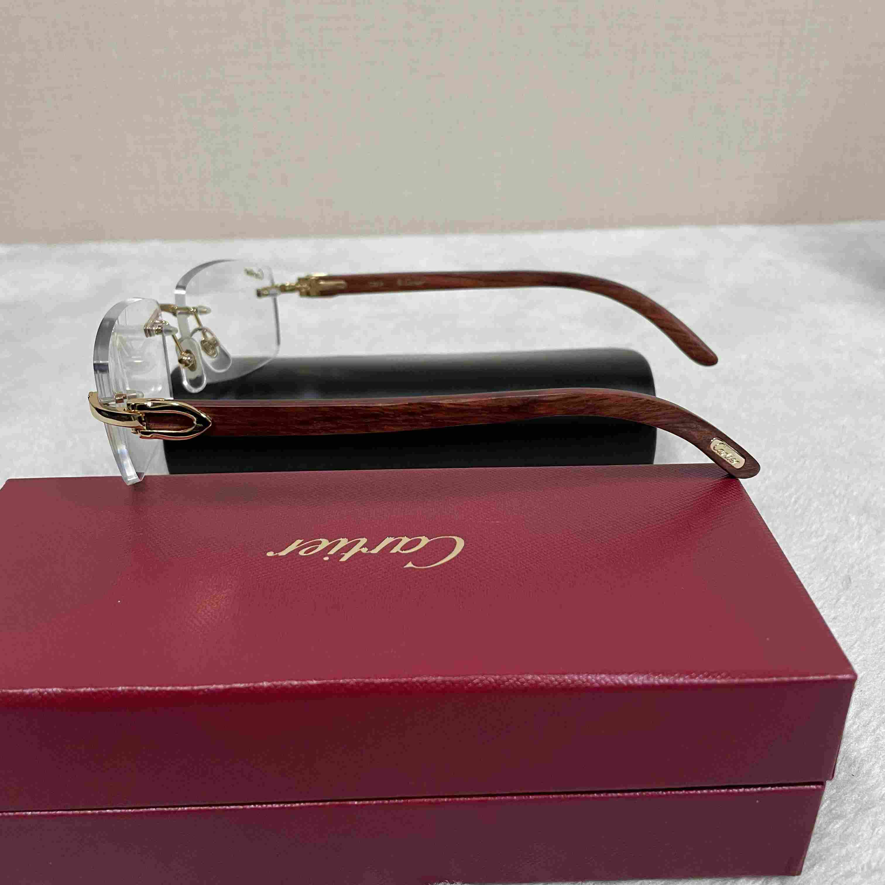 Cartier T8100905 Wood Engraving Eyeglasses Gold - DopestKickz