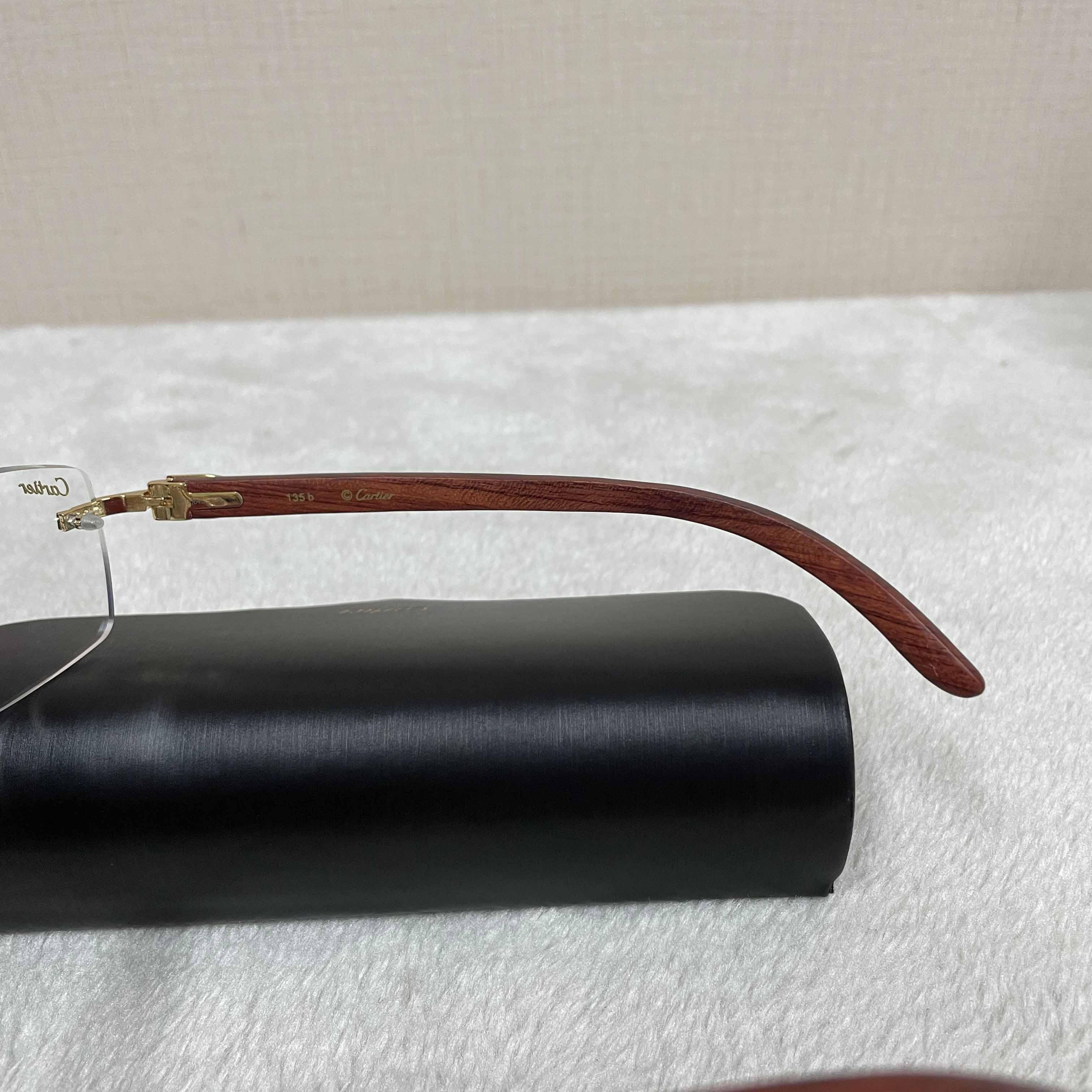 Cartier T8100905 Wood Engraving Eyeglasses Gold - DopestKickz