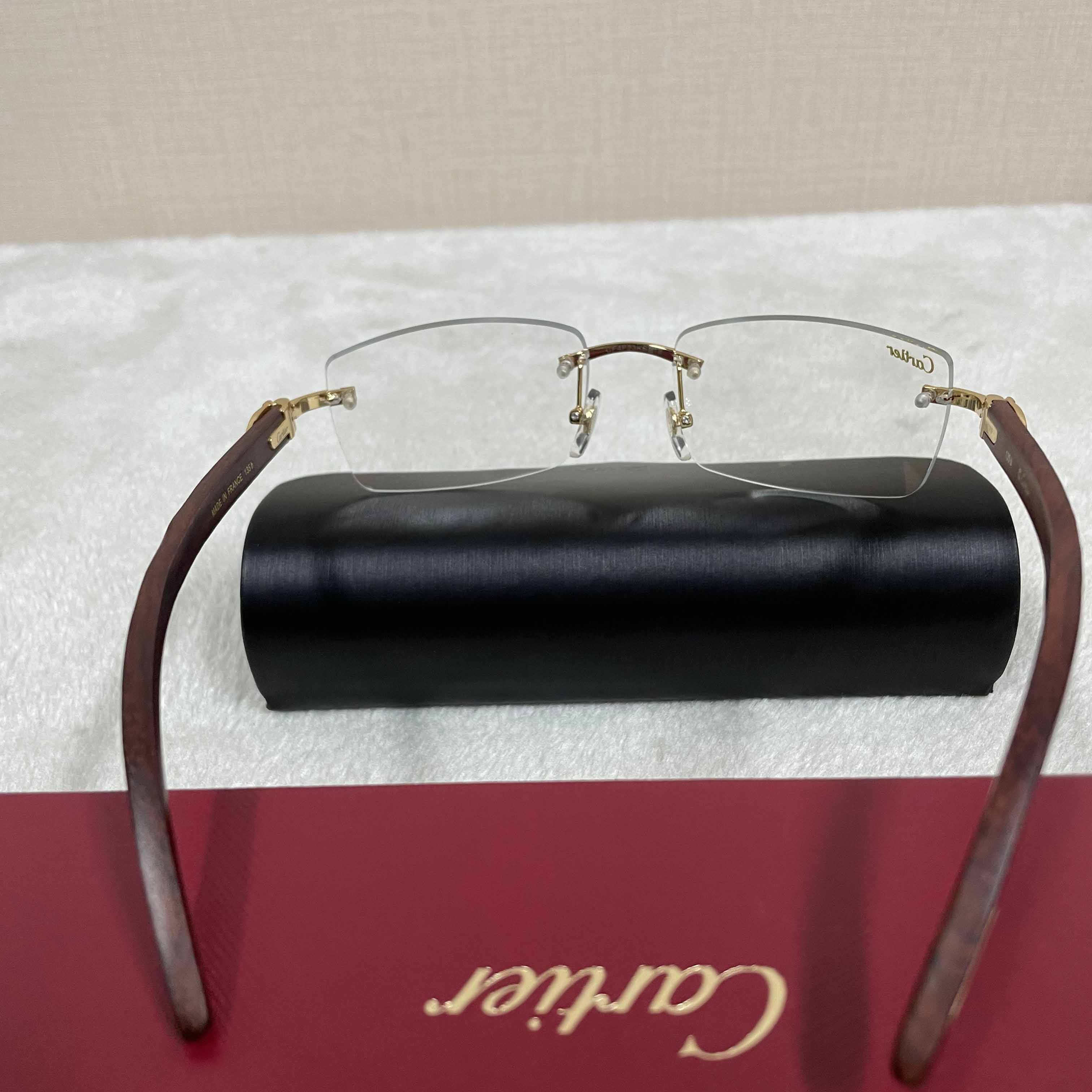 Cartier T8100905 Wood Engraving Eyeglasses Gold - DopestKickz
