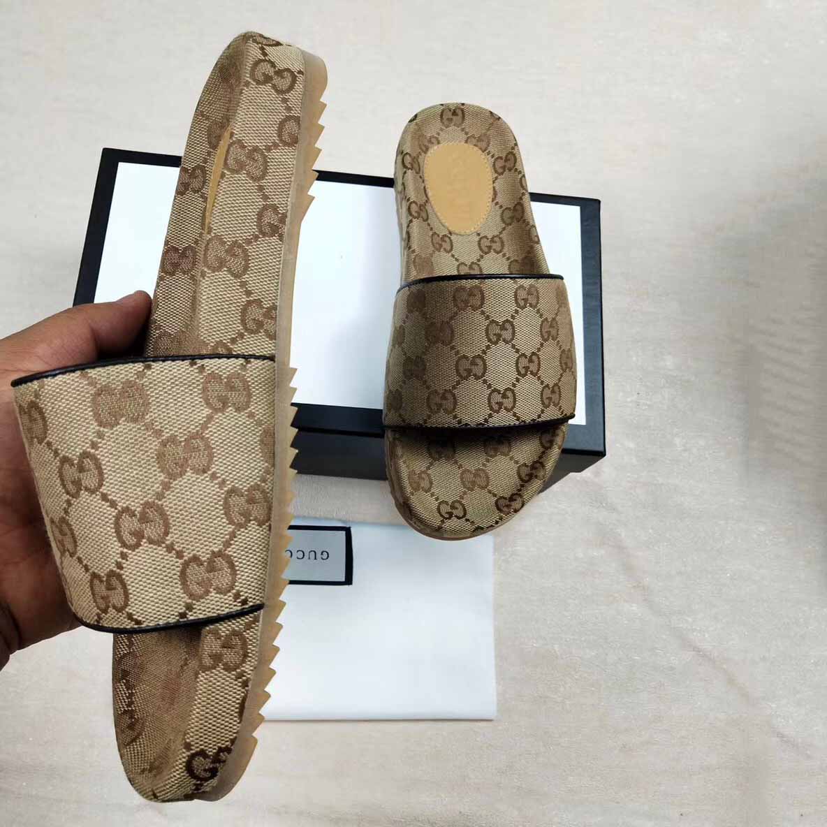 Gucci Men's GG Canvas Slide Sandal - DopestKickz