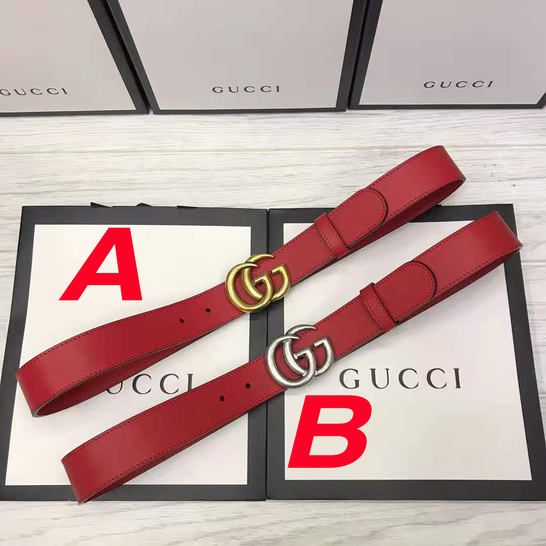 Gucci Red Leather Belt With Double G Buckle - DopestKickz