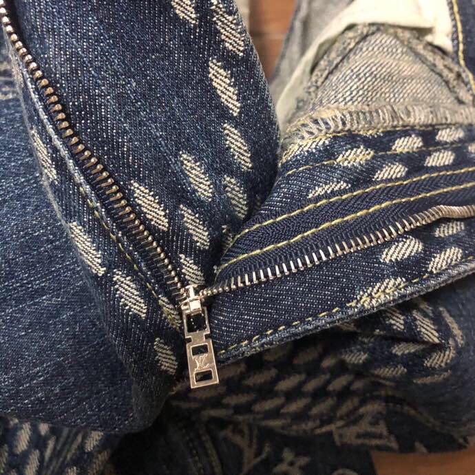 Louis Vuitton Giant Damier Waves Monogram Denim Jeans Blue - DopestKickz