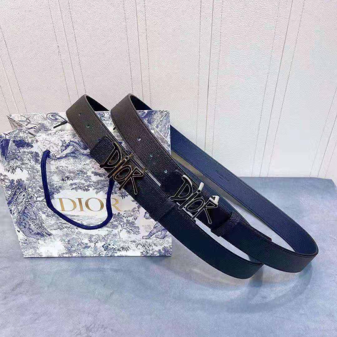 Dior Leather Belt With 'DIOR' Buckle - DopestKickz