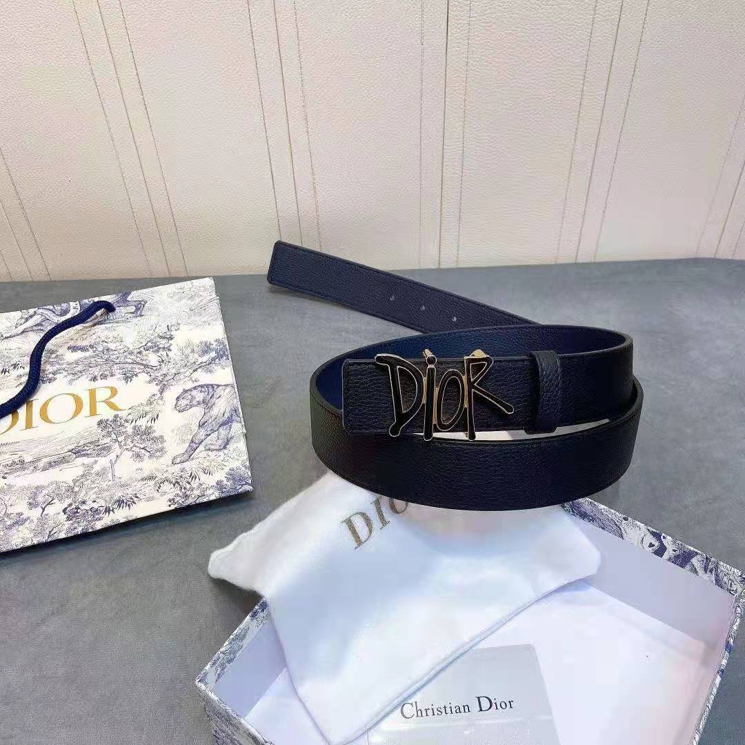 Dior Leather Belt With 'DIOR' Buckle - DopestKickz