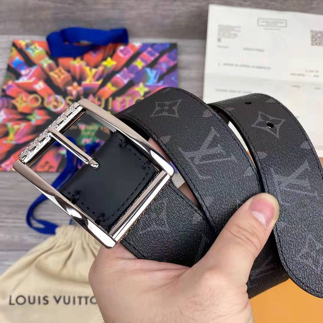 Louis Vuitton Monogram Belt with Silver Buckle - DopestKickz