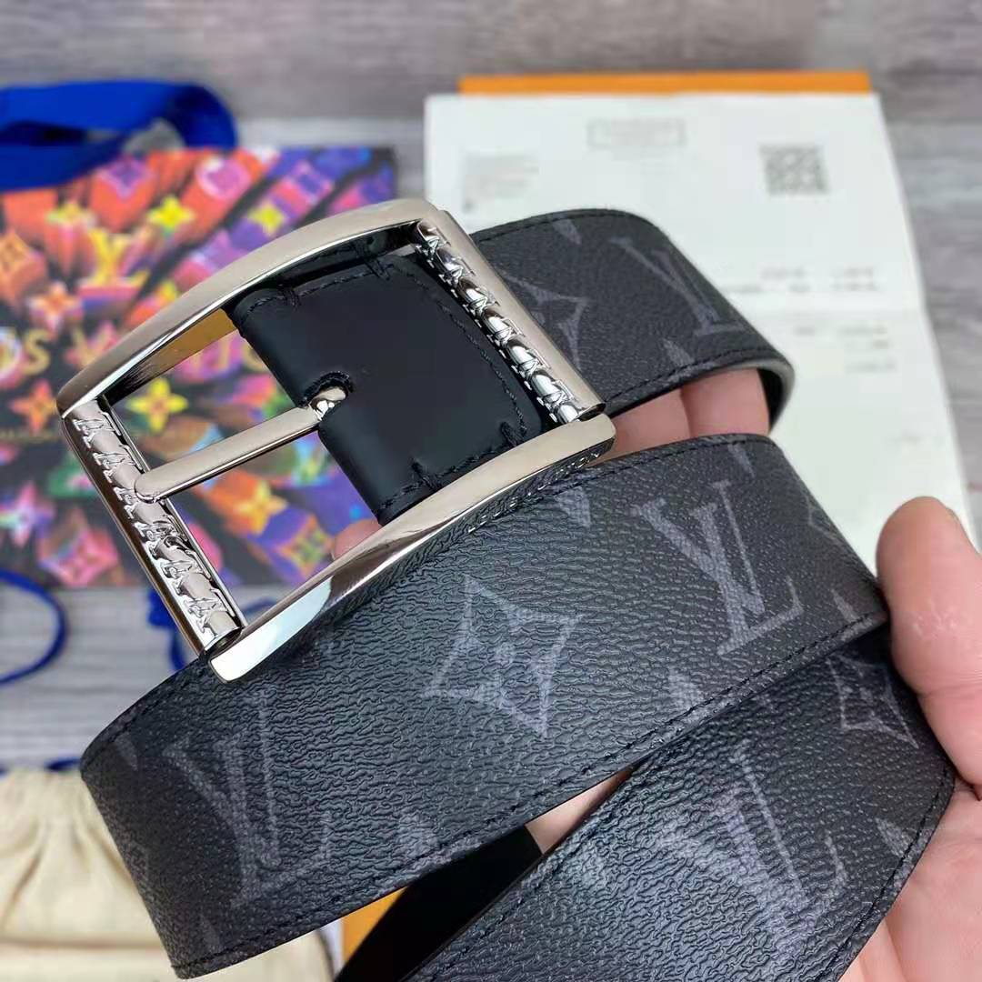 Louis Vuitton Monogram Belt with Silver Buckle - DopestKickz