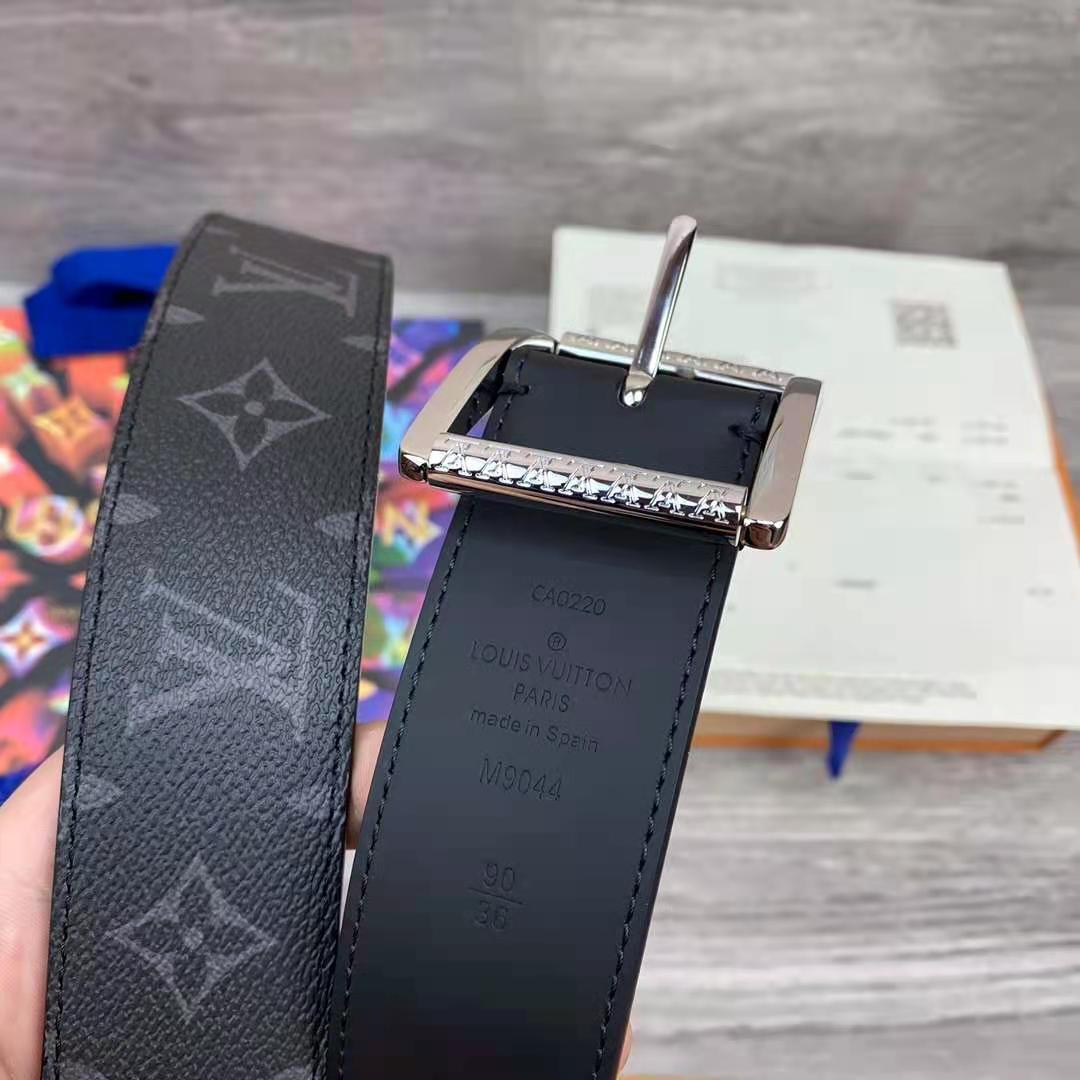 Louis Vuitton Monogram Belt with Silver Buckle - DopestKickz