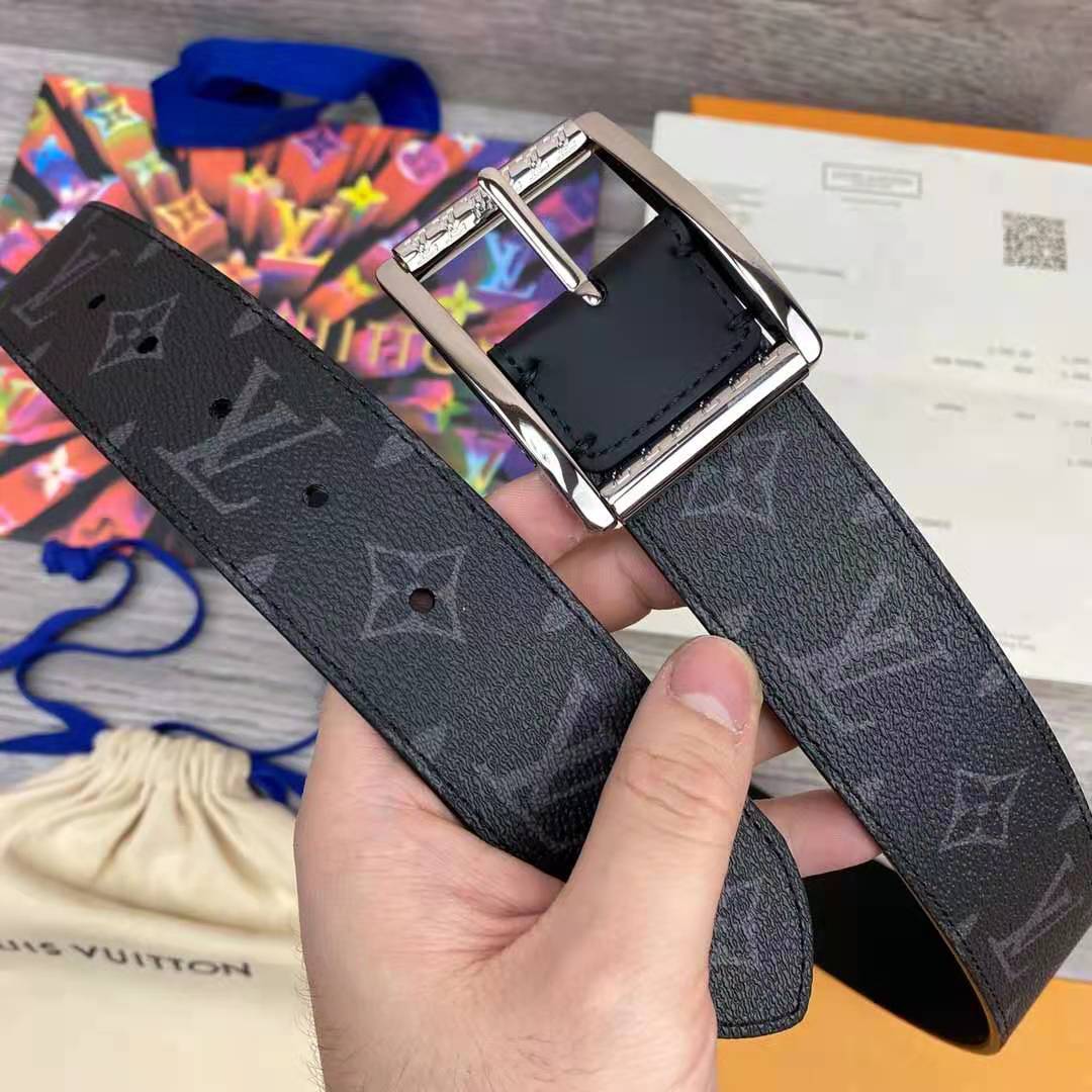 Louis Vuitton Monogram Belt with Silver Buckle - DopestKickz
