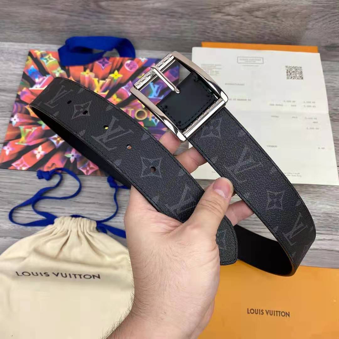 Louis Vuitton Monogram Belt with Silver Buckle - DopestKickz