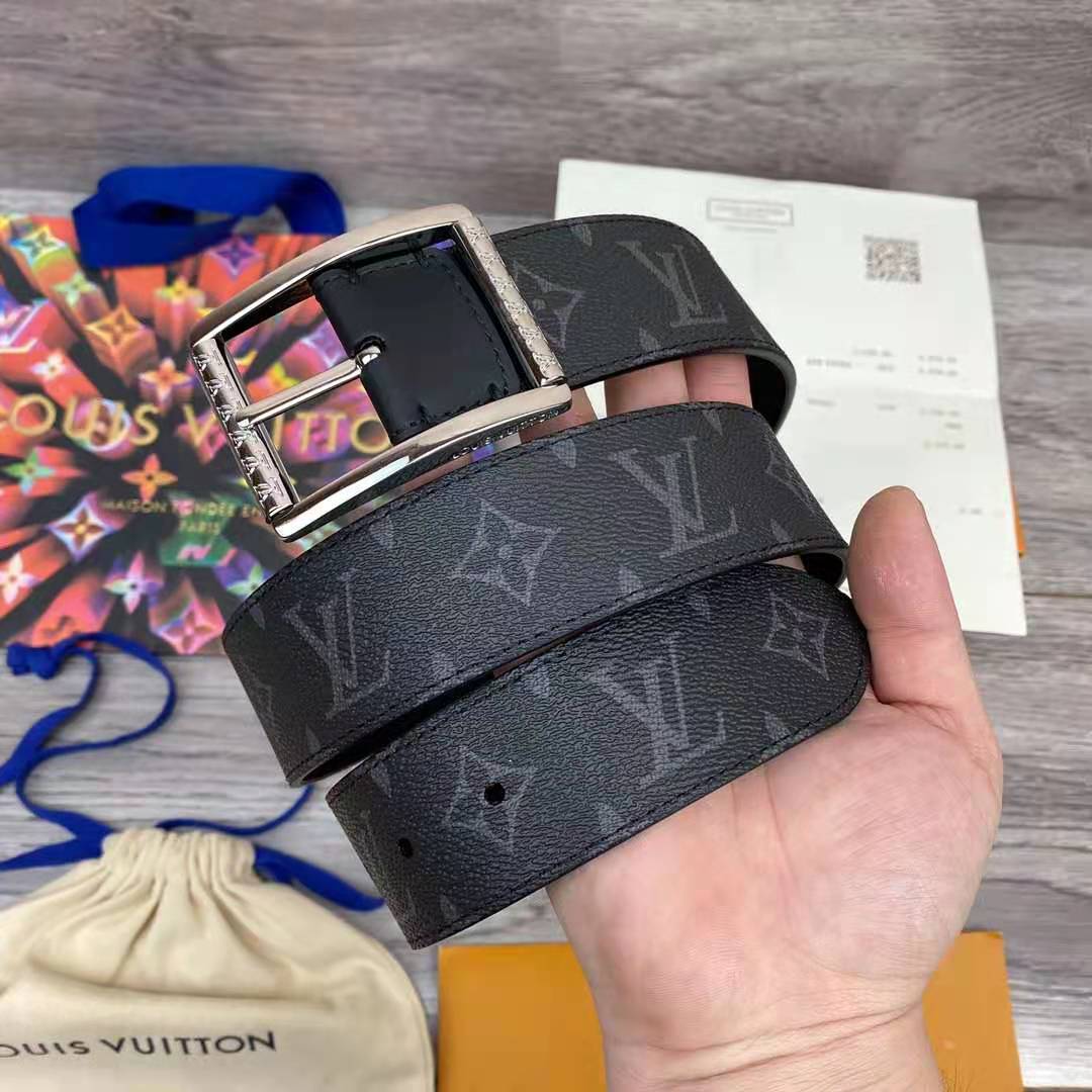 Louis Vuitton Monogram Belt with Silver Buckle - DopestKickz