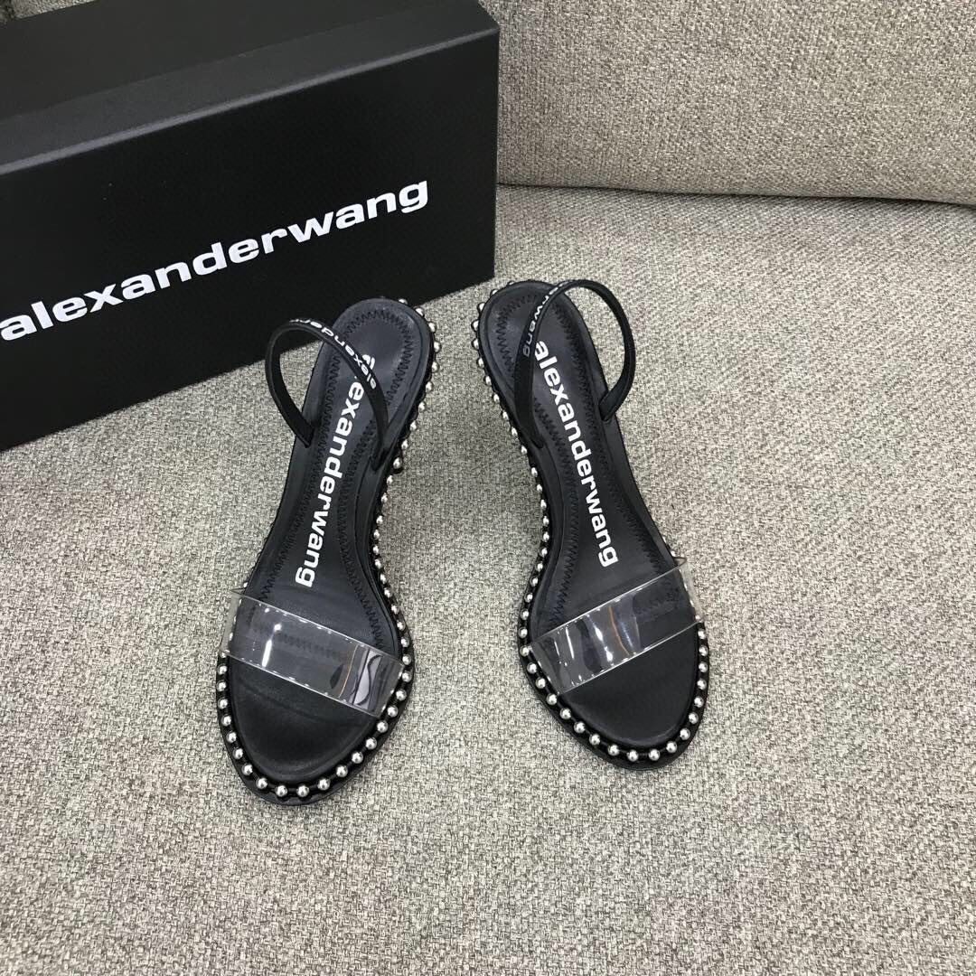 Alexander Wang Nova Satin Crystal Sandal In Black - DopestKickz