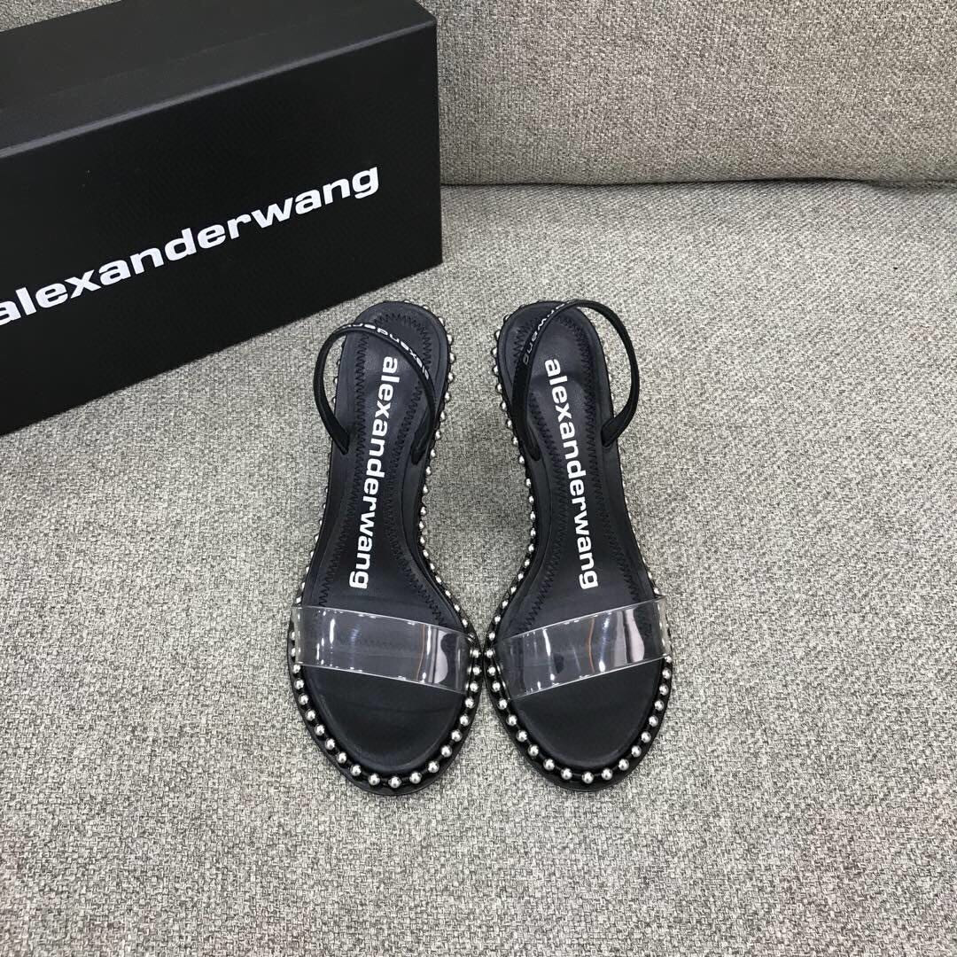 Alexander Wang Nova Satin Crystal Sandal In Black - DopestKickz