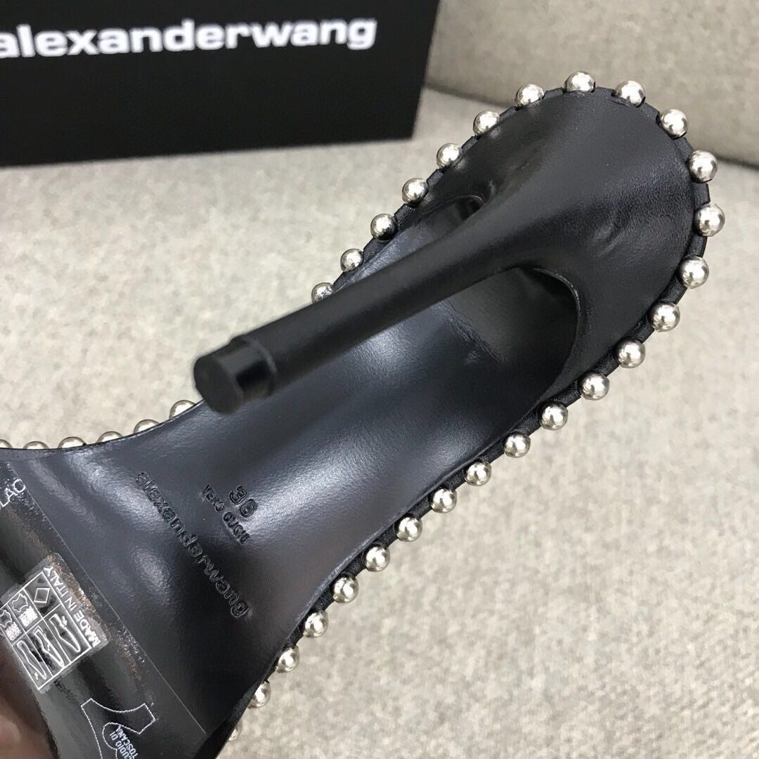 Alexander Wang Nova Satin Crystal Sandal In Black - DopestKickz