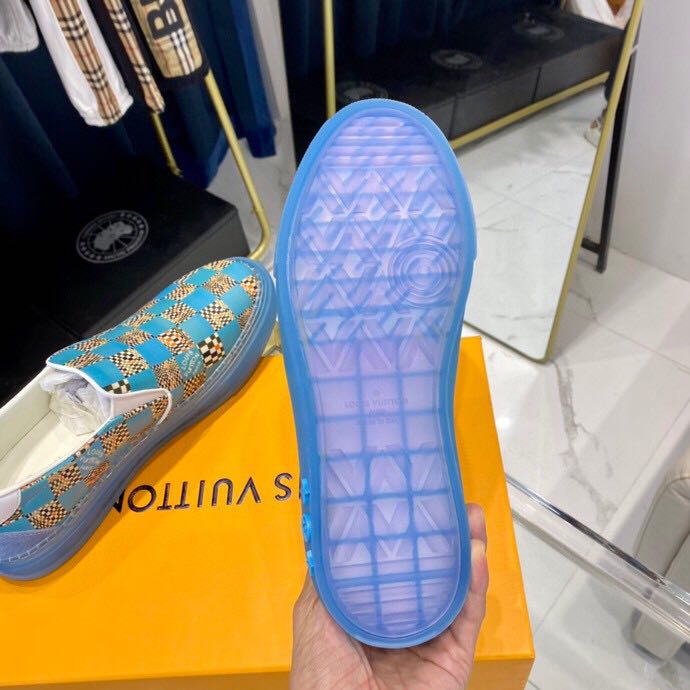 Louis Vuitton  Blue Damier Loafers - DopestKickz