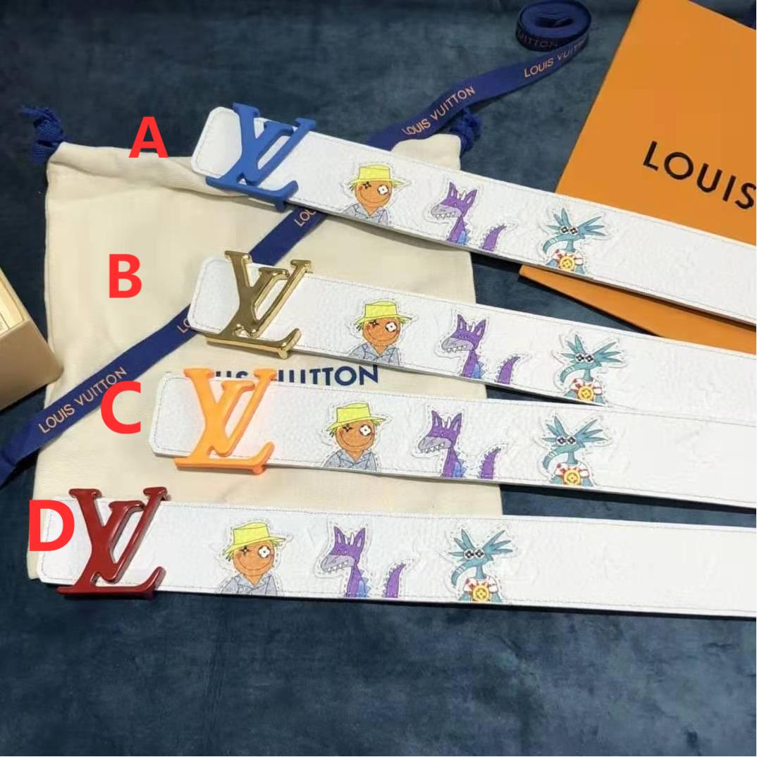 Louis Vuitton Carton White Belt 40MM - DopestKickz