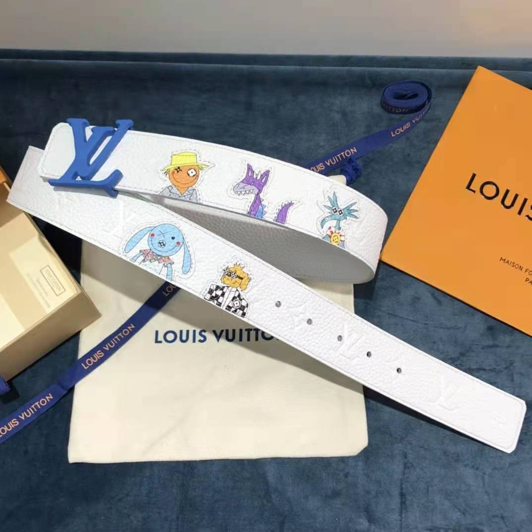Louis Vuitton Carton White Belt 40MM - DopestKickz