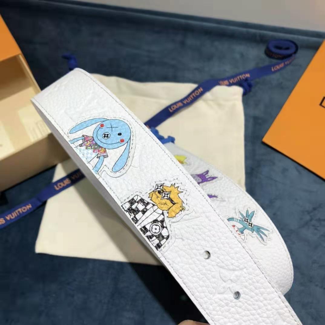 Louis Vuitton Carton White Belt 40MM - DopestKickz