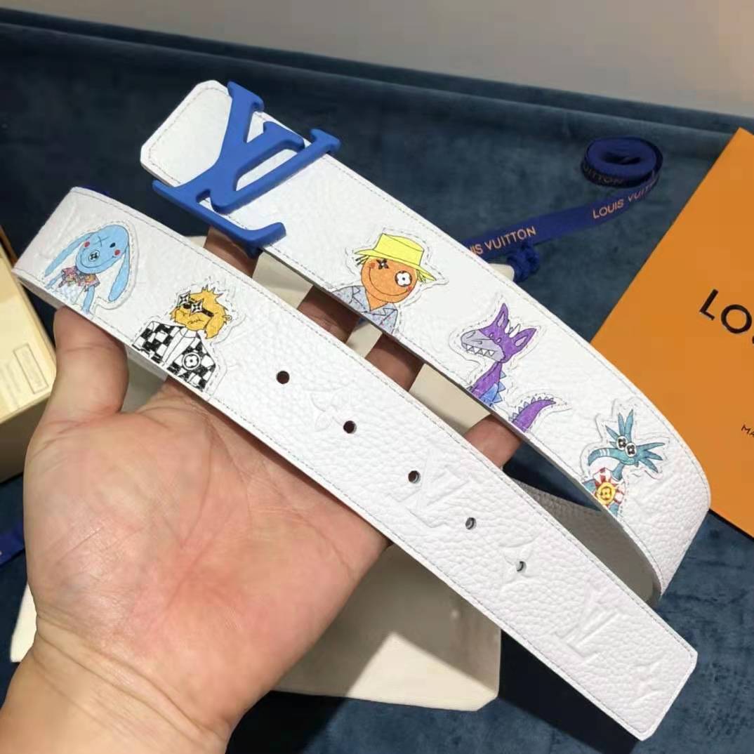 Louis Vuitton Carton White Belt 40MM - DopestKickz