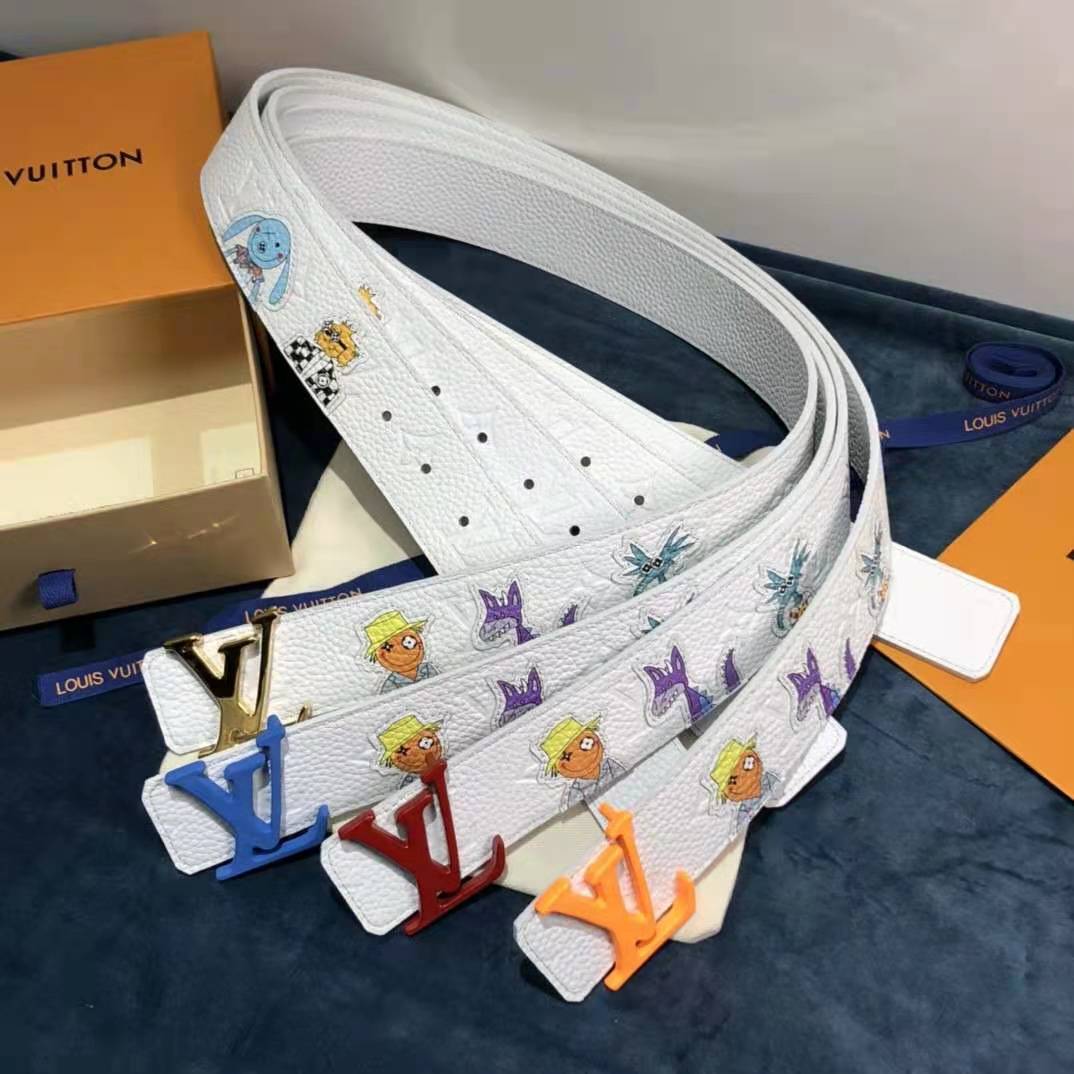 Louis Vuitton Carton White Belt 40MM - DopestKickz