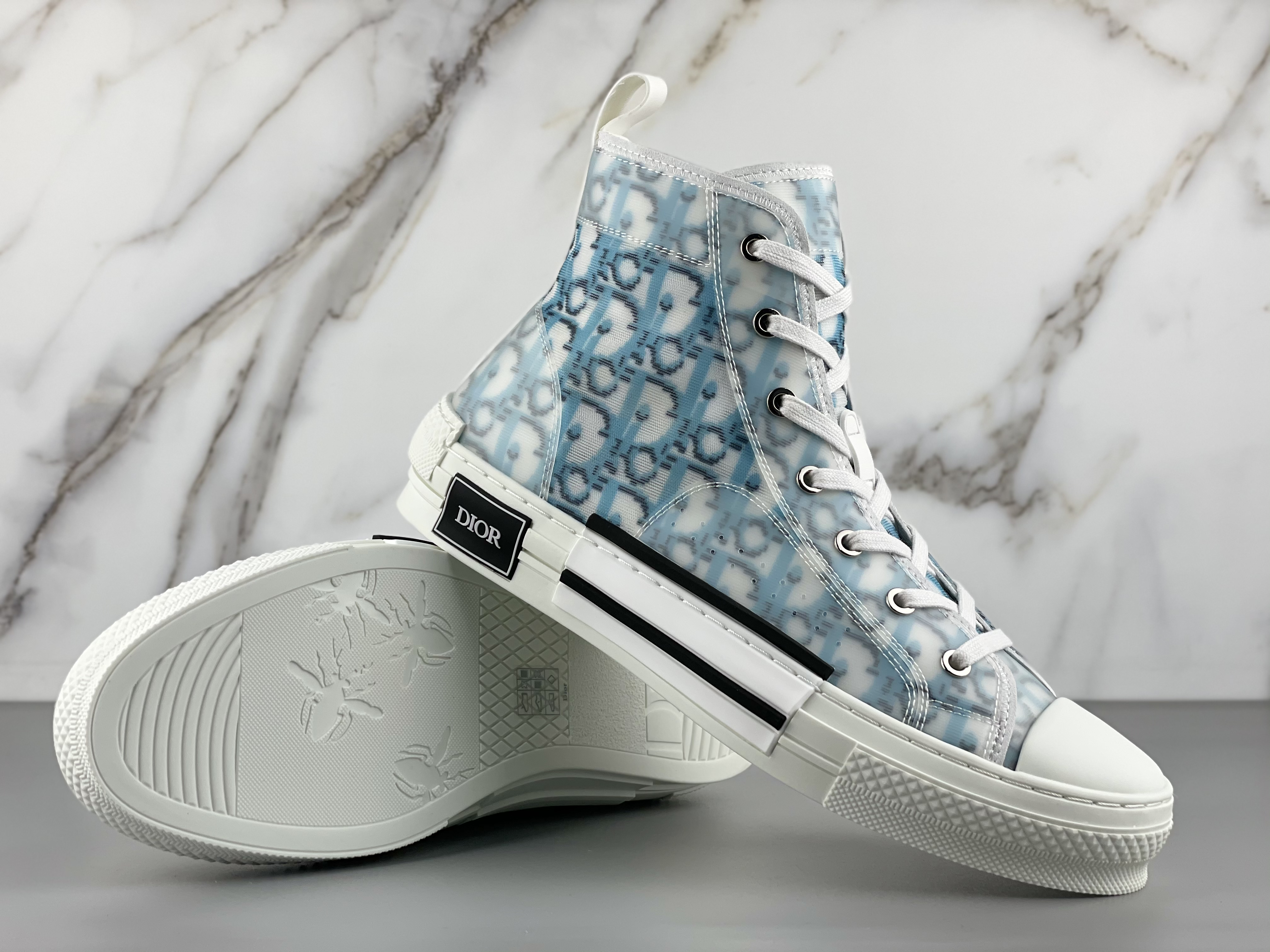 Dior B23 High Top Blue Oblique Pixel  - DopestKickz