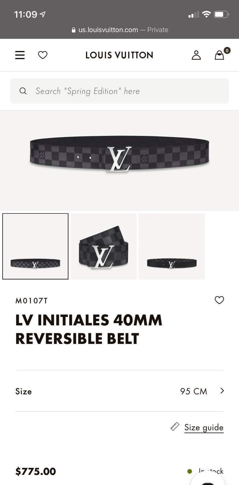 Louis Vuitton Damier Belt in Black - DopestKickz