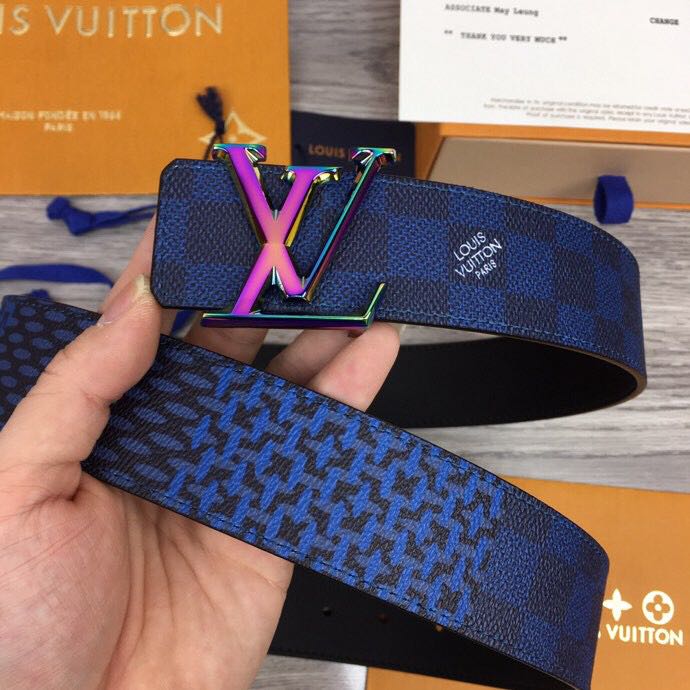 Louis Vuitton Damier 40MM Reversible Belt In Blue - DopestKickz