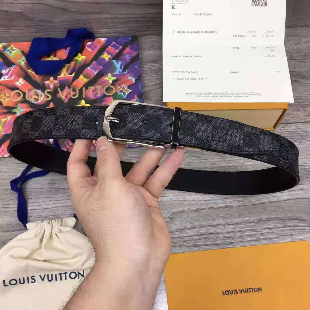 Louis Vuitton Monogram Belt With Silver Buckle - DopestKickz