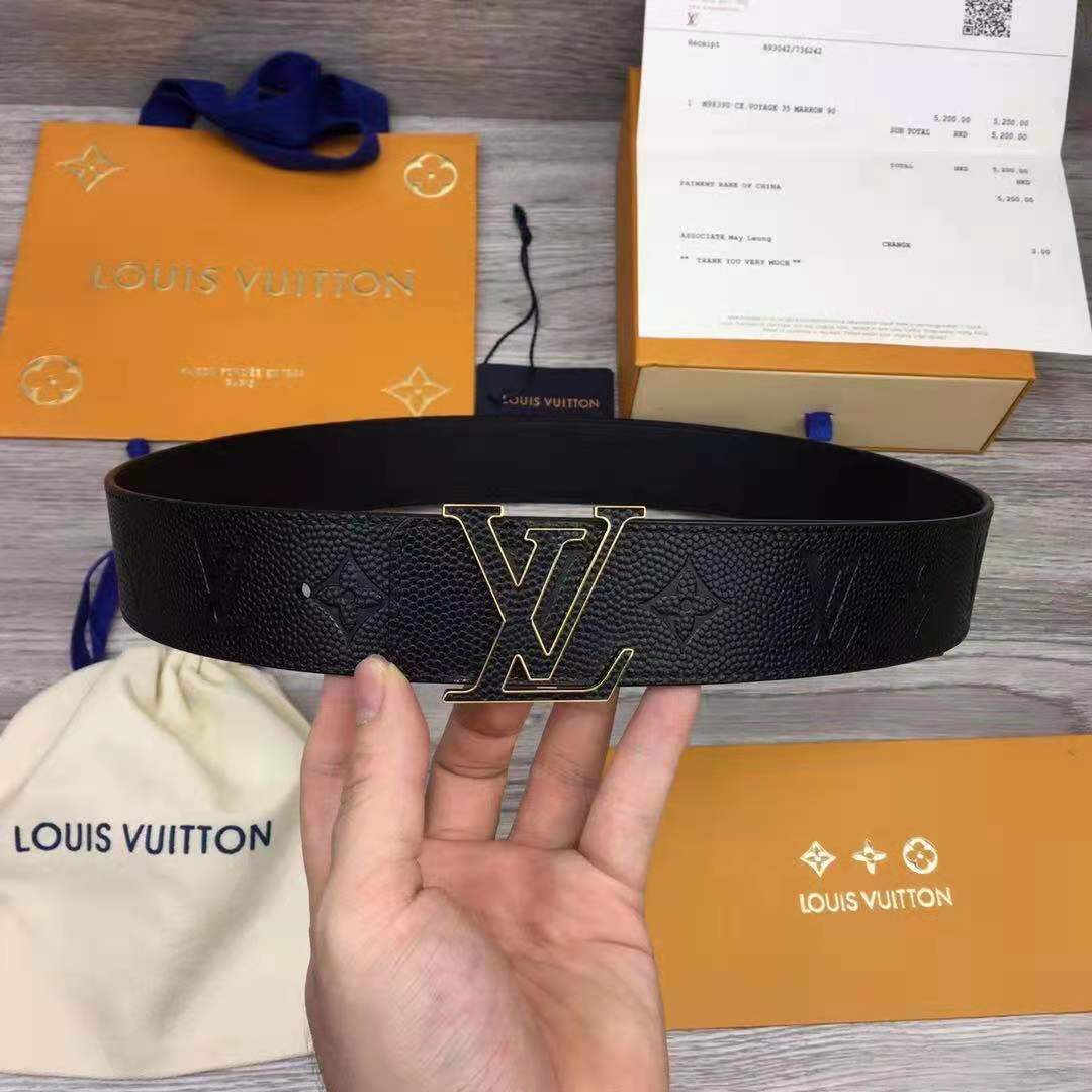 Louis Vuitton LV x NBA LV Initiales Reversible Belt 40 MM Monogram Black in Leather with Gold-tone - DopestKickz