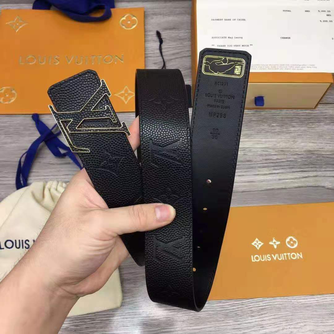 Louis Vuitton LV x NBA LV Initiales Reversible Belt 40 MM Monogram Black in Leather with Gold-tone - DopestKickz