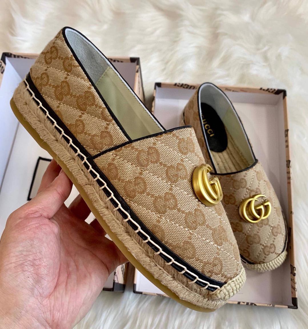 Gucci Women's GG Matelassé Canvas Espadrille - DopestKickz