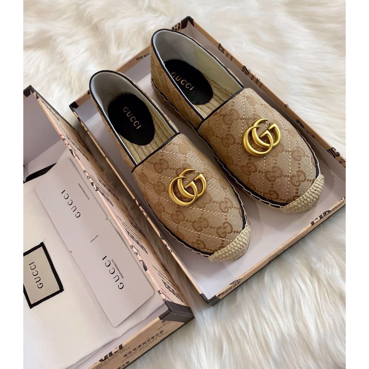 Gucci Women's GG Matelassé Canvas Espadrille - DopestKickz