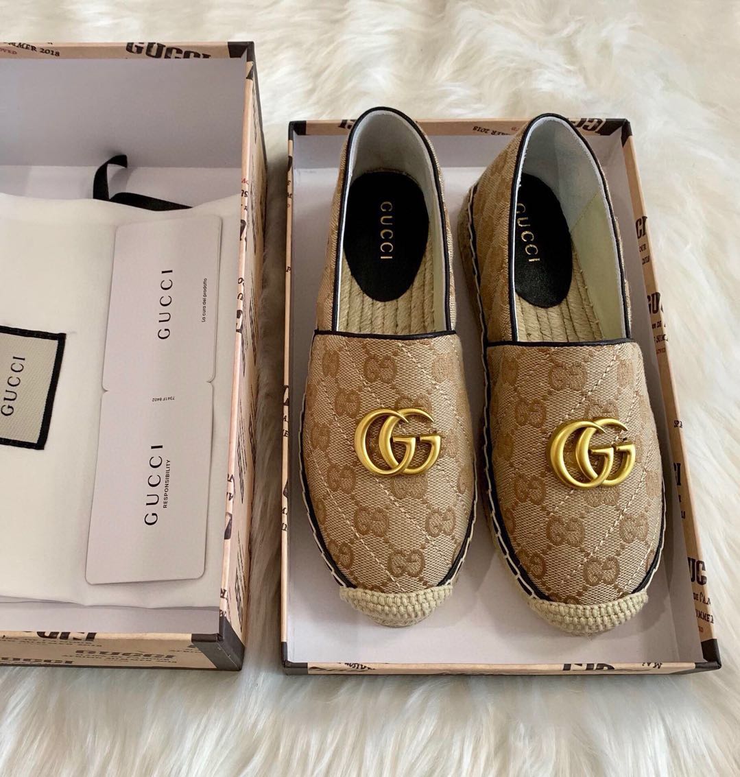 Gucci Women's GG Matelassé Canvas Espadrille - DopestKickz