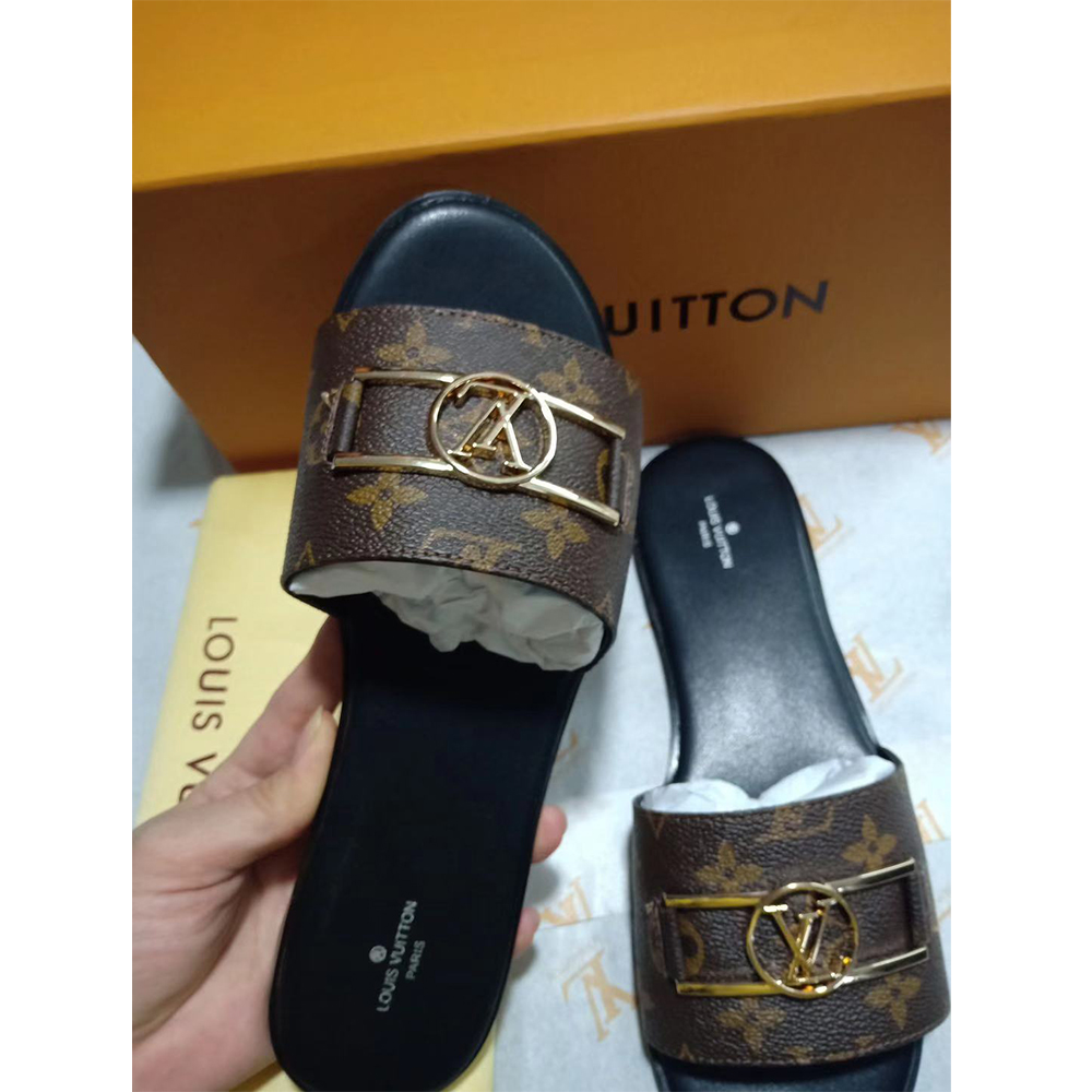 Louis Vuitton Lock It Flat Mule Slides - DopestKickz
