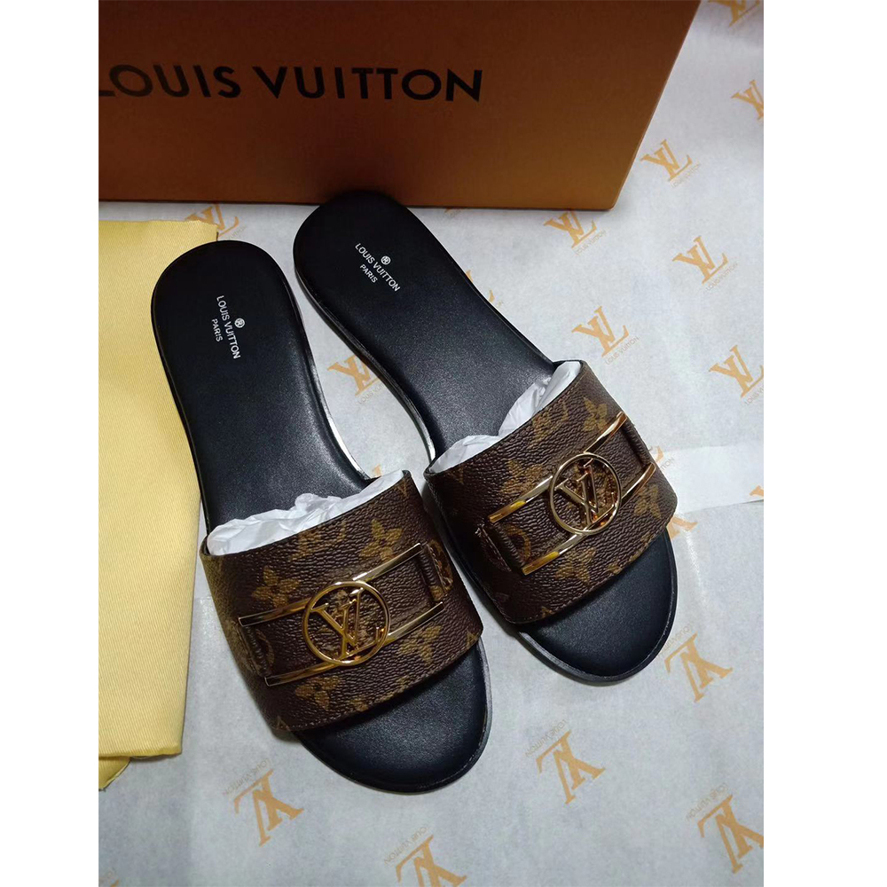 Louis Vuitton Lock It Flat Mule Slides - DopestKickz
