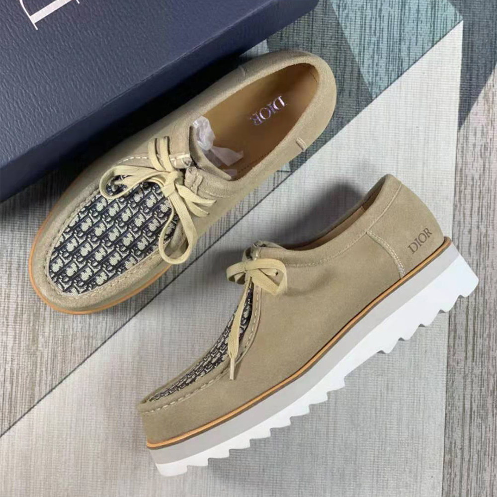 Dior Suede Oblique Jacquard Lace-Up Shoes - DopestKickz