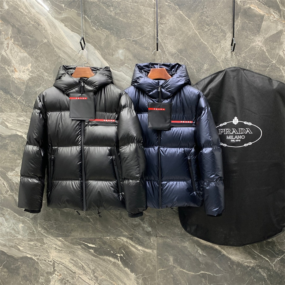 Prada Logo Print Zipper Down Jacket(Inseparable Hat) - DopestKickz