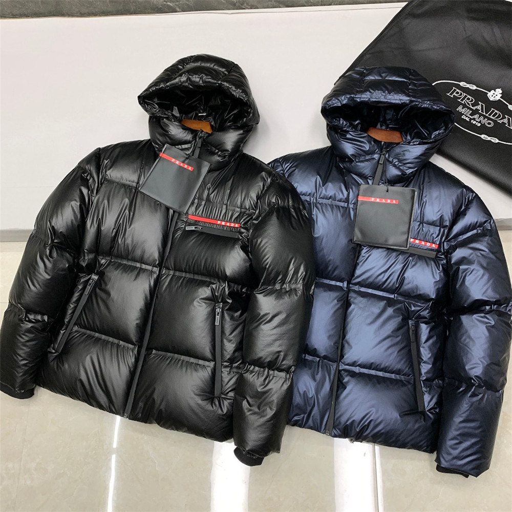 Prada Logo Print Zipper Down Jacket(Inseparable Hat) - DopestKickz