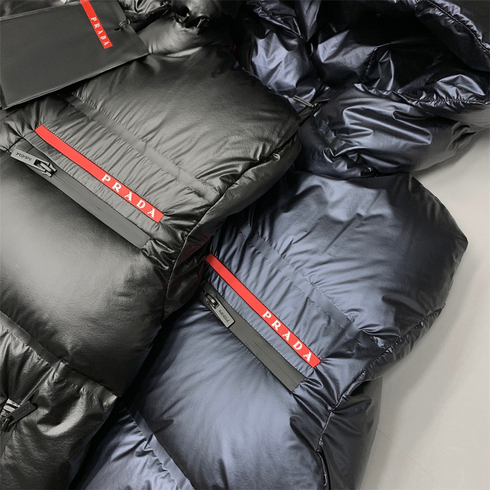 Prada Logo Print Zipper Down Jacket(Inseparable Hat) - DopestKickz