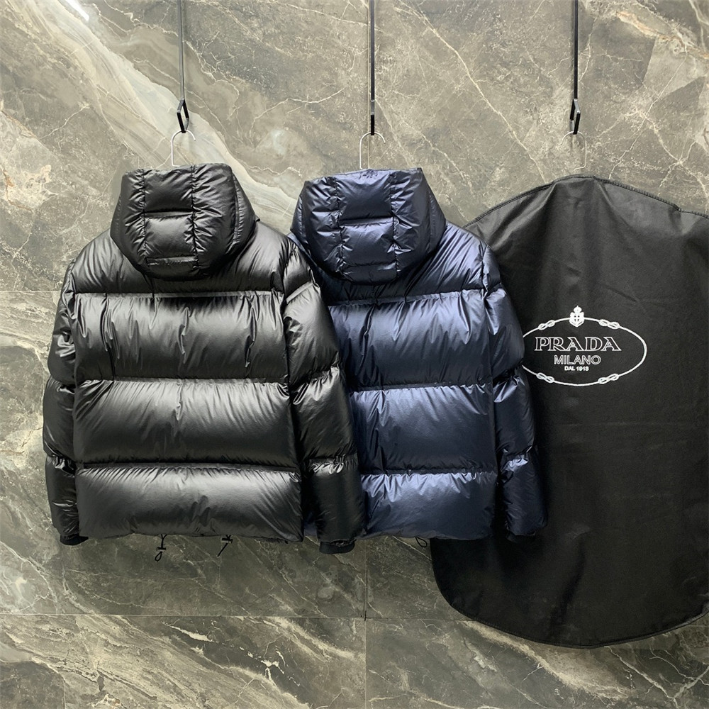 Prada Logo Print Zipper Down Jacket(Inseparable Hat) - DopestKickz