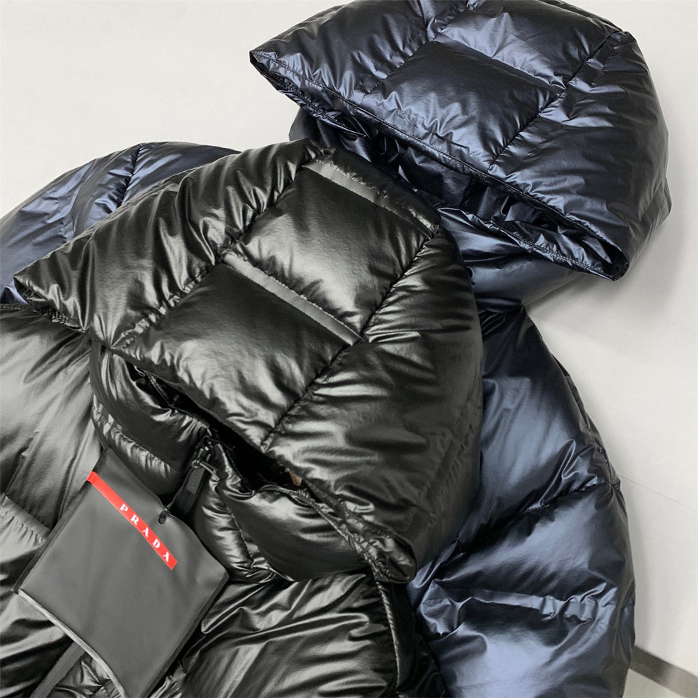 Prada Logo Print Zipper Down Jacket(Inseparable Hat) - DopestKickz