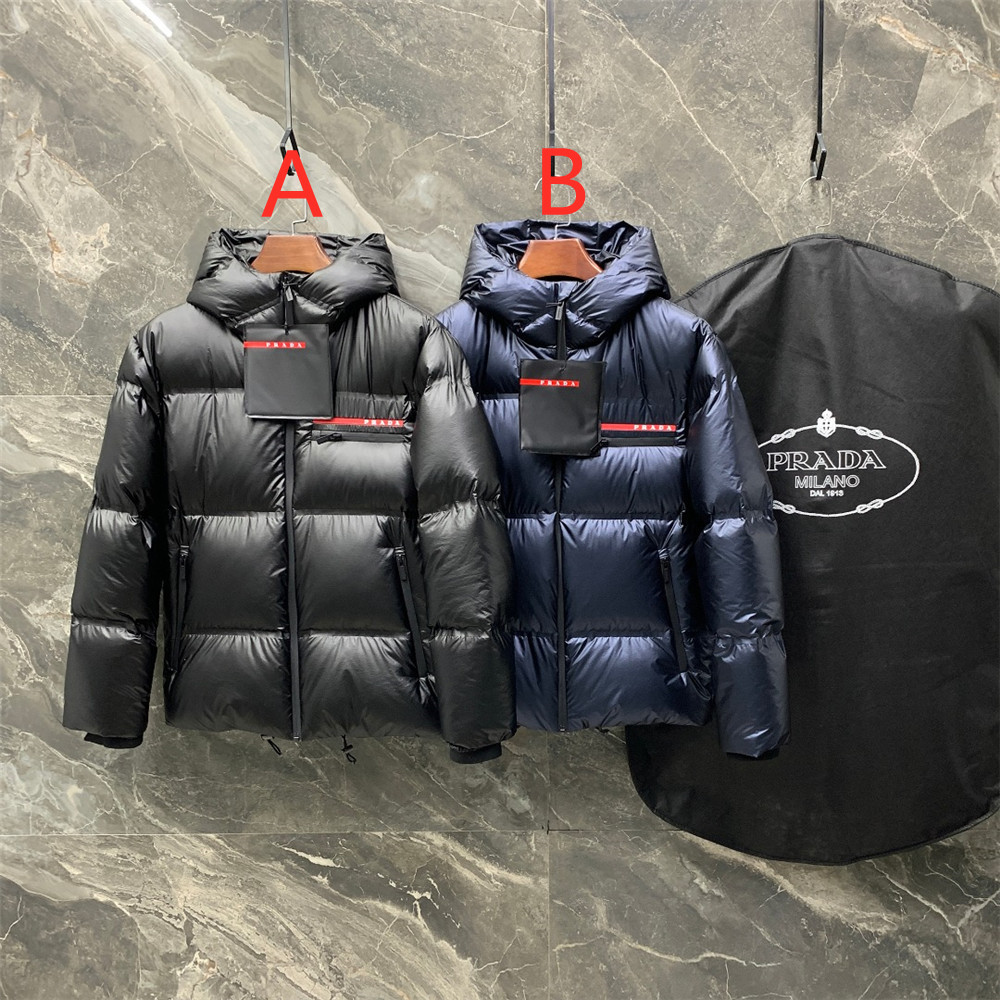Prada Logo Print Zipper Down Jacket(Inseparable Hat) - DopestKickz