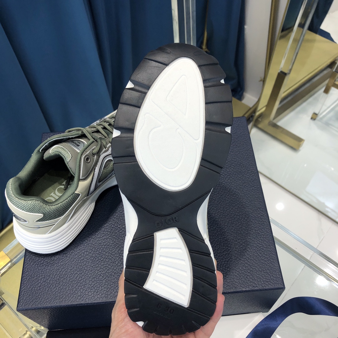 Dior B30 Sneaker Olive Mesh And Cream Technical Fabric - DopestKickz