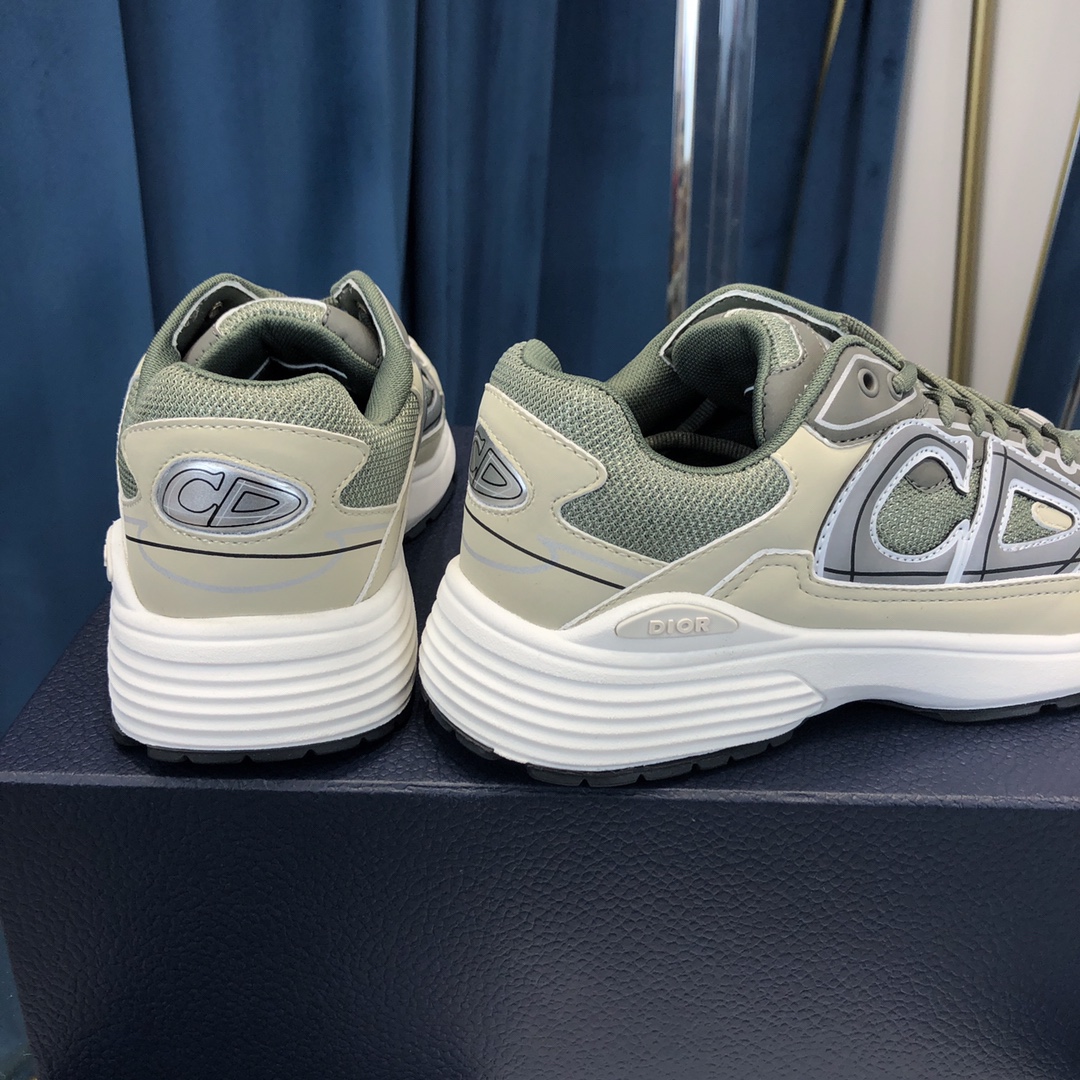 Dior B30 Sneaker Olive Mesh And Cream Technical Fabric - DopestKickz