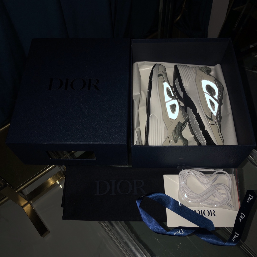 Dior B30 Sneaker Olive Mesh And Cream Technical Fabric - DopestKickz