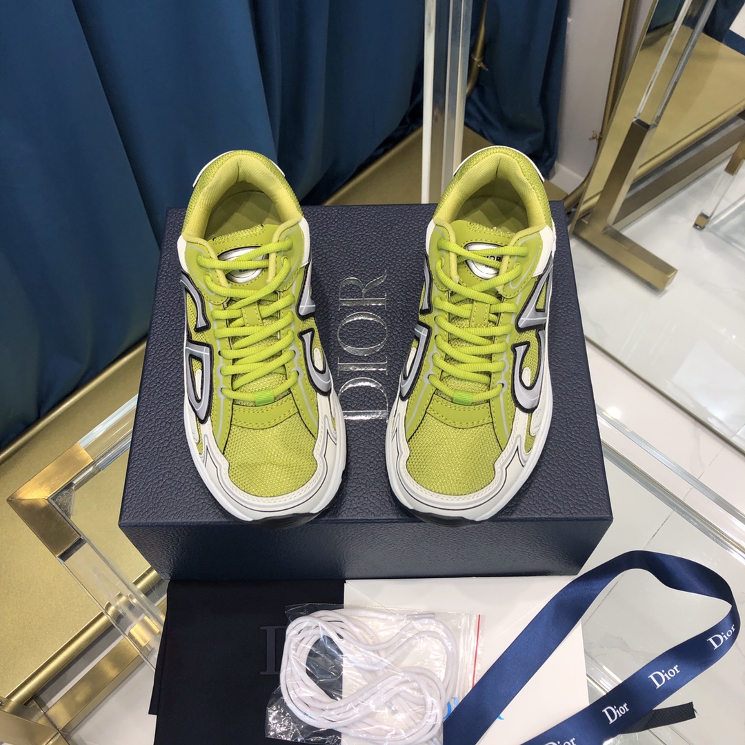 Dior B30 Sneaker Yellow Mesh And White Technical Fabric - DopestKickz