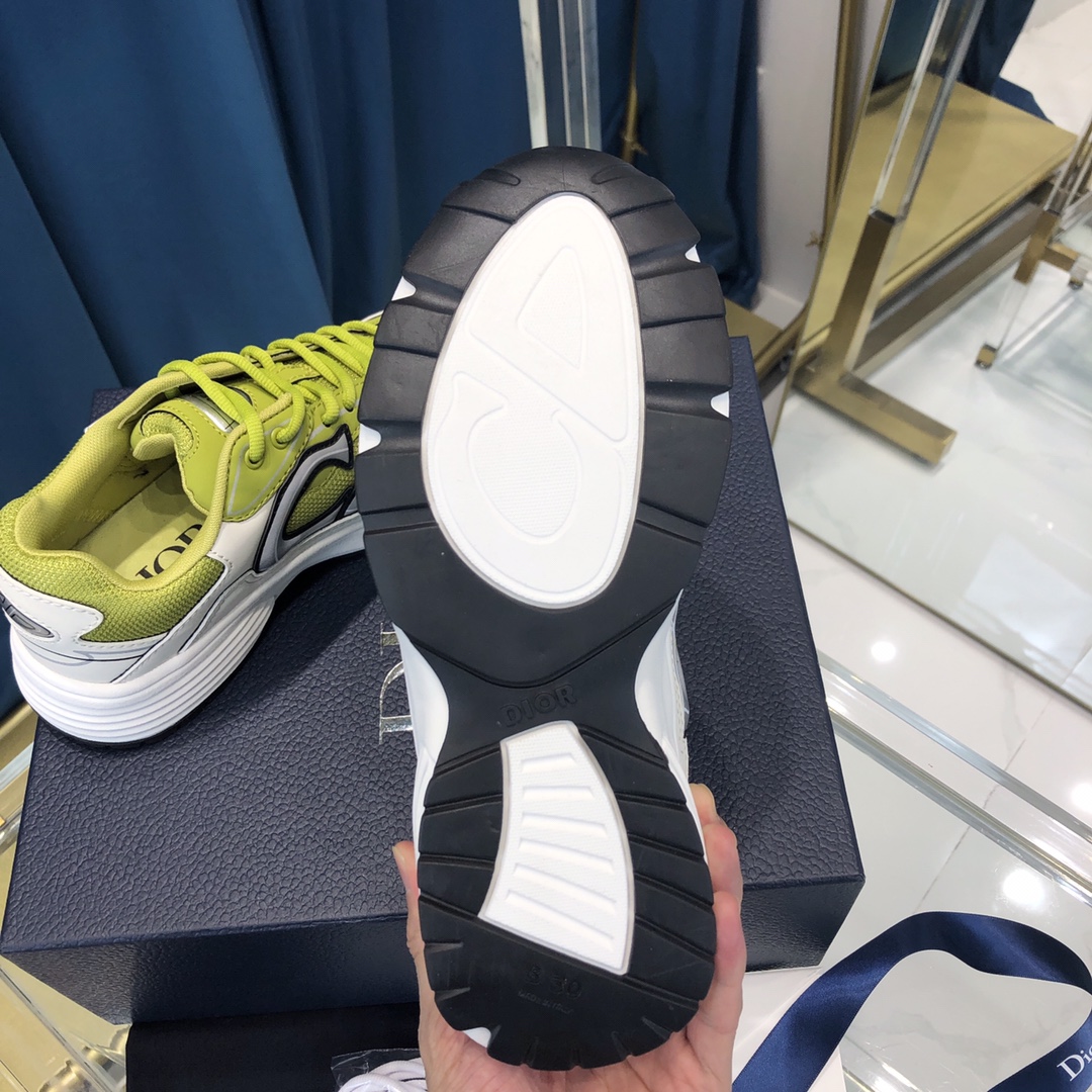 Dior B30 Sneaker Yellow Mesh And White Technical Fabric - DopestKickz