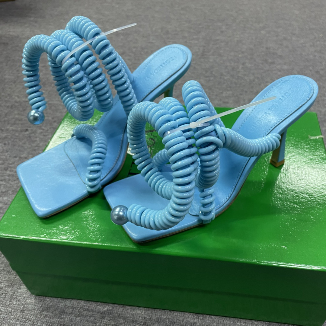 Bottega Veneta  Sandals Wire Stretch Grass Womens Blue - DopestKickz